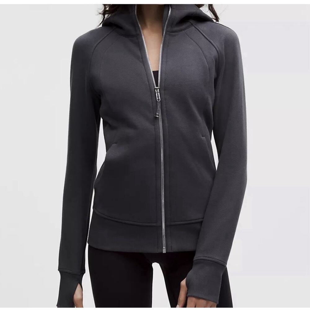 Lululemon Black Scuba Hoodie Full Zip Sz 10 The Weekend Embroidered